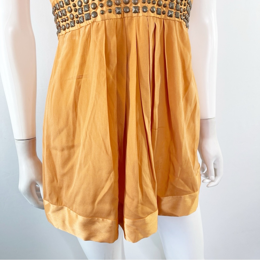 Hale Bob Golden Orange Studded V-Neck Blouse - Picture 6 of 10